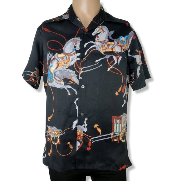 Tori Richard Other - Vintage 80s Tori Richard Asian Horse Cart Hawaiian Button Front Shirt